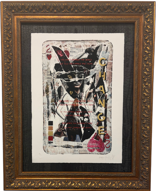 <strong>New Dress</strong><br>
Broken Hartist<br>
2025<br>
<br>
Digital collage with gold leaf