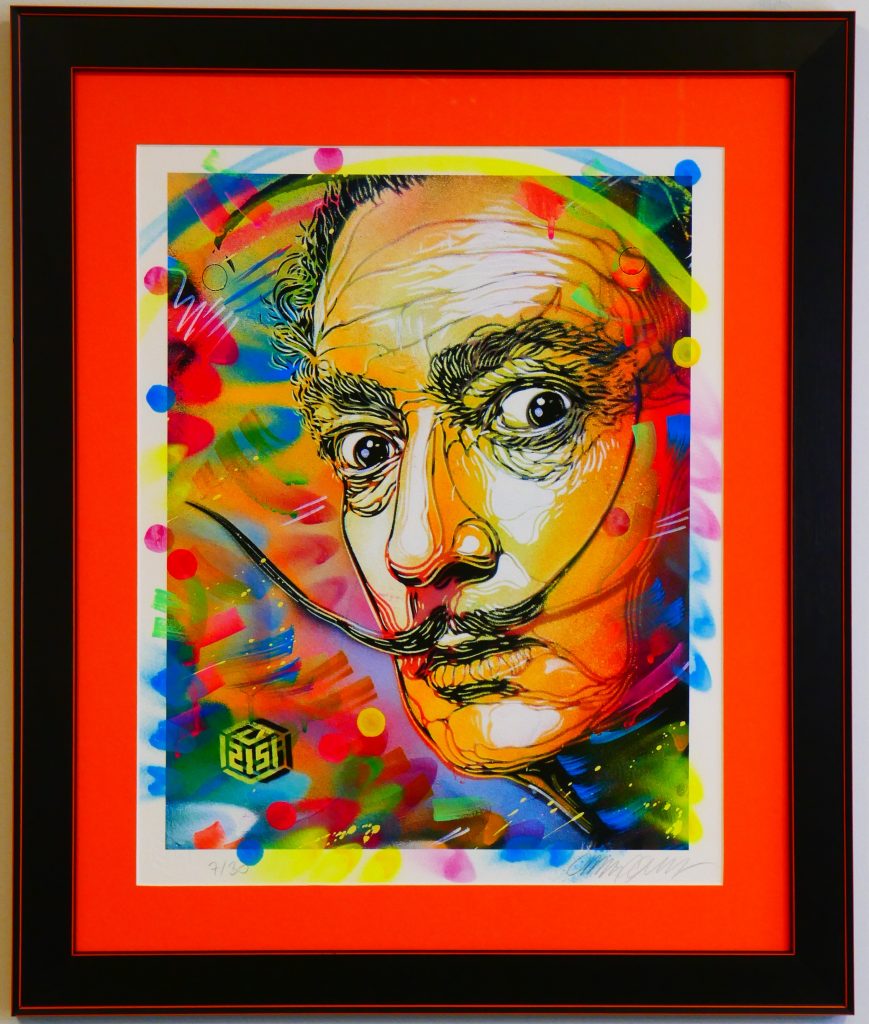 <strong>Dali</strong><br>
Christian Guémy (C215)<br>
2025<br>
<br>
Digital print with aerosol embellishments on paper