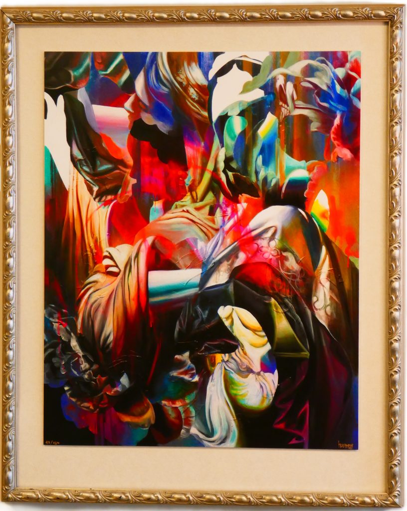 <strong>Judith Prevails</strong><br>
Hueman<br>
2021<br>
<br>
Acrylic and spray paint on canvas