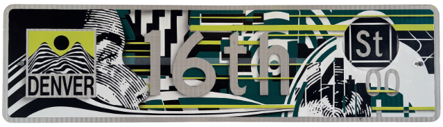 <strong>Untitled</strong><br>
Ally Grimm<br>
2025<br>
<br>
Aerosol and acrylic paint on original street sign